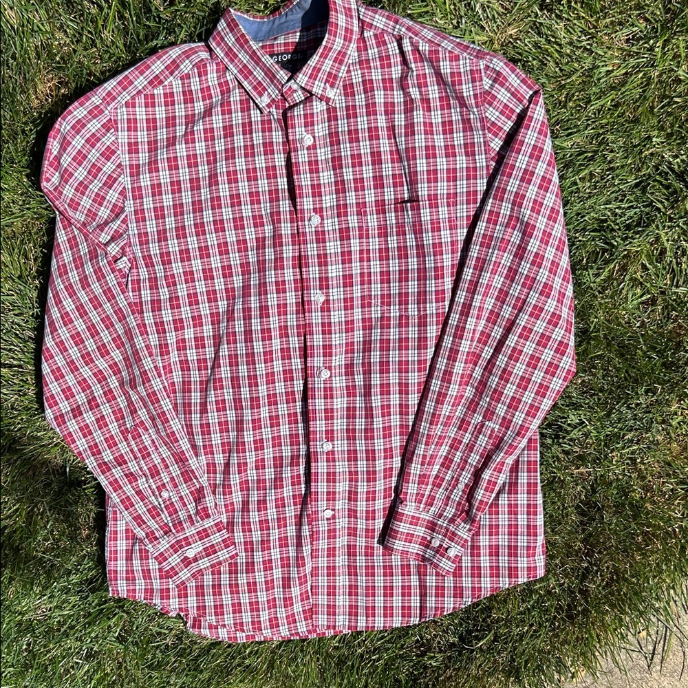 George Red and White Plaid Casual Shirt